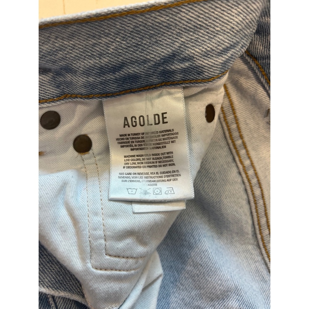 AGOLDE 90's Pinch Waist High Rise Straight Leg Jeans Light Wash Patched 27 - Picture 10 of 10